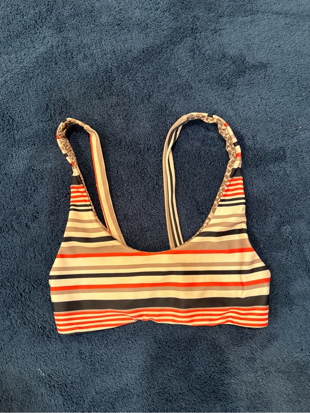 acacia swimwear Striped Bikini Top in Orange, Navy & Cream